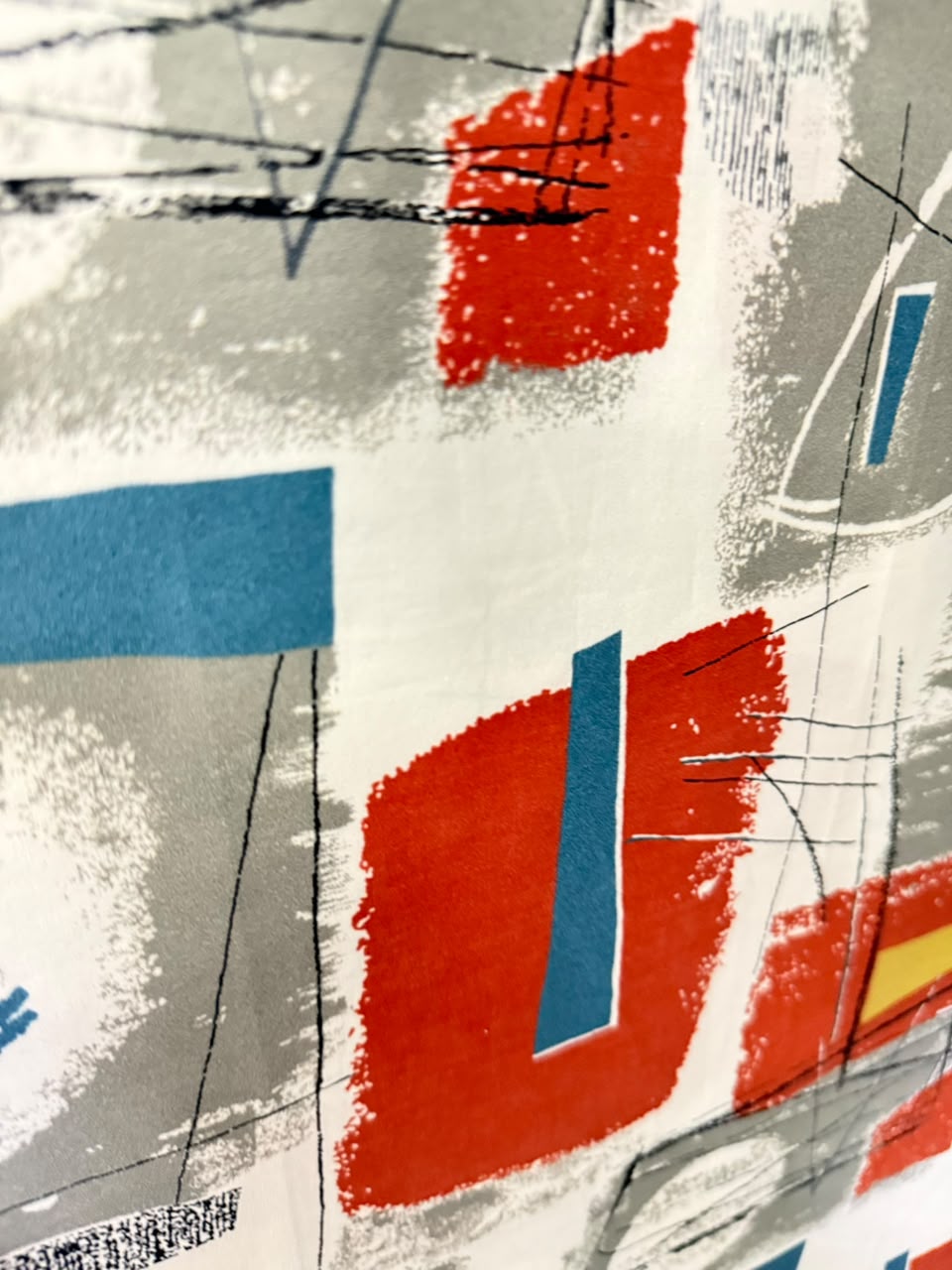 Red, blue and grey modern graphic textile design